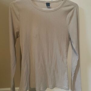 Old Navy Long Sleeve Ribbed Crewneck Top - Light Taupe